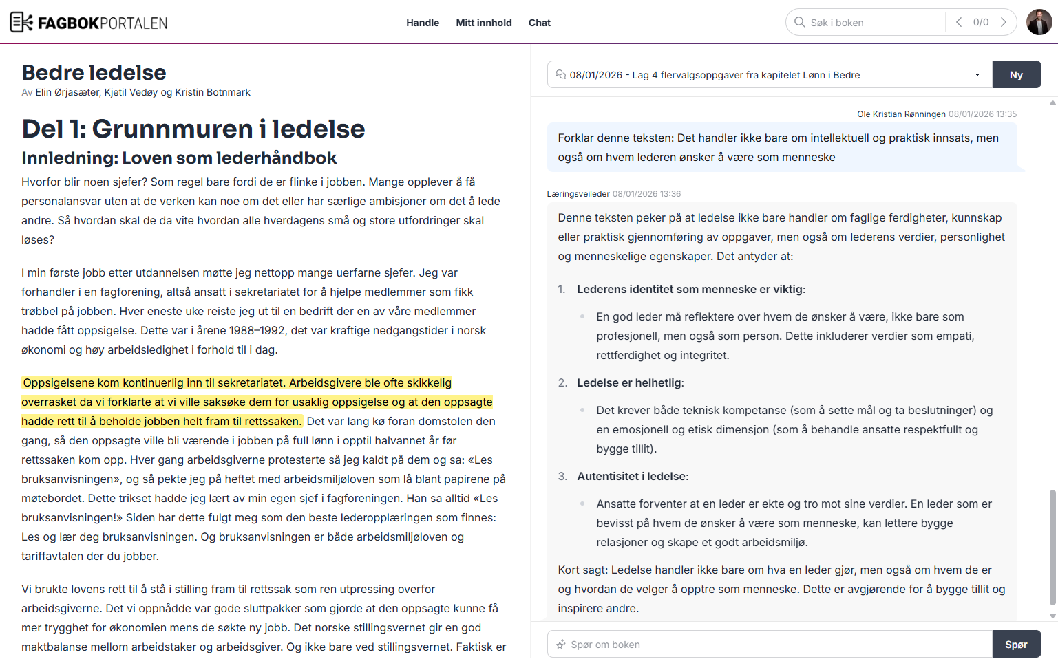 Oversikt over skjermbilder av lesing og chat