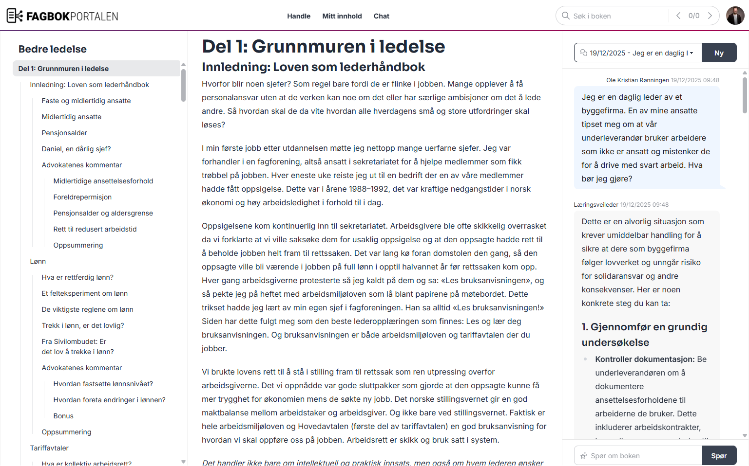 Skjermbilde av lesevinduet