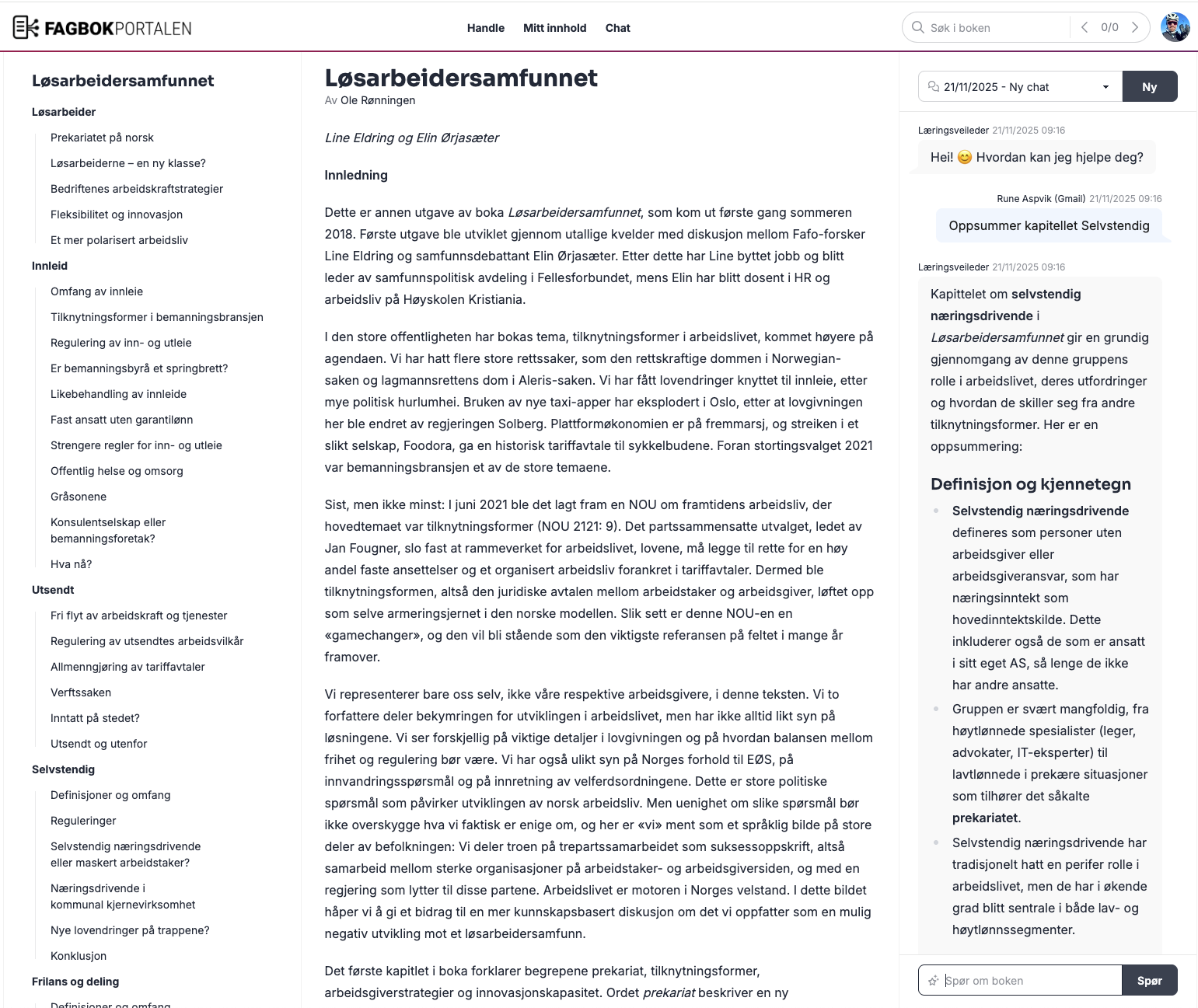 Skjermbilde av lesevinduet